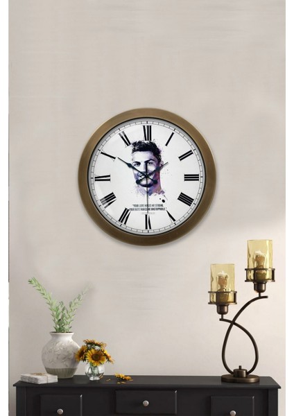 36 cm Eskitme Metal Cristiano Ronaldo Duvar Saati modelleri