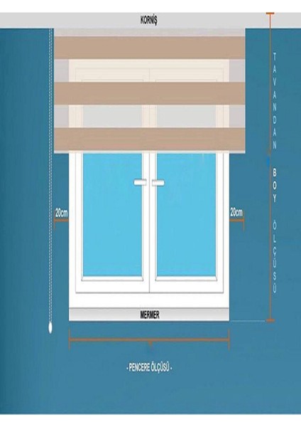 Ithal Kalın Kumaş Ekru Zebra Stor Güneşlik Perde (Alüminmyumkasa)Etek Dilimsiz modelleri