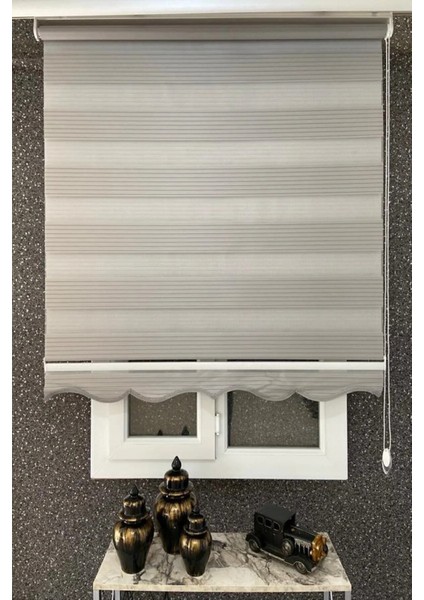 Gri Renkli Pilesiz Stor Zebra Perde 160 x 180 cm Salon Kullanımı İçin modelleri