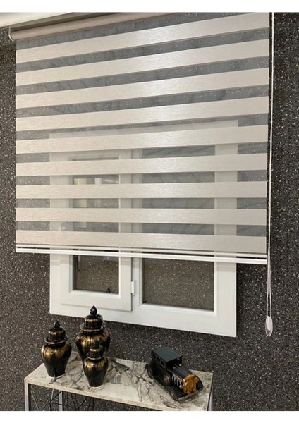 Ithal Bambu Sütlü Kahve Zebra Stor Perde Etek Dilimsiz