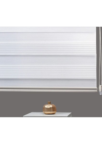 Ekru Beyaz Geniş Plise Eteği Düz Stor Zebra Güneşlik Perde Alüminyum Kasa, Metal Ayak fiyatları