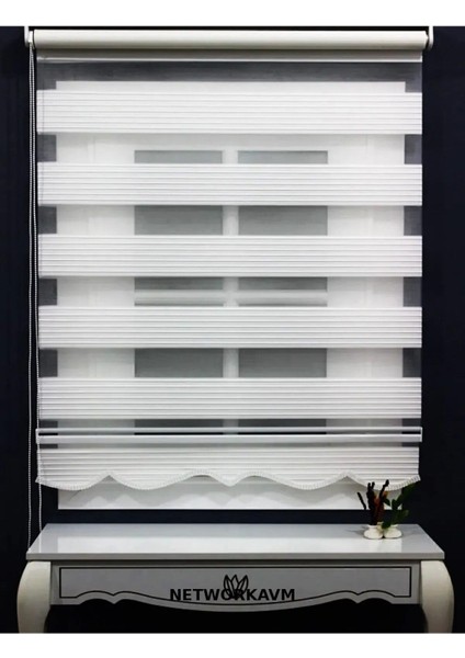 Zebra Stor Perde Geniş Pliseli Ekru Beyaz Modern Tasarım 10 cm Salon Kullanımı İçin fiyatları