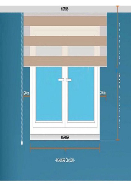 Ithal Kalın Beyaz Zebra Stor Güneşlik Perde Etek Düz Alüminyum Kasa, Metal Ayak fırsatları