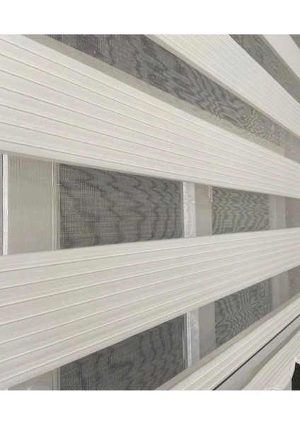 Pliseli Beyaz Stor Zebra Perde Düz Eteksiz(Alüminyum Kasa) modelleri