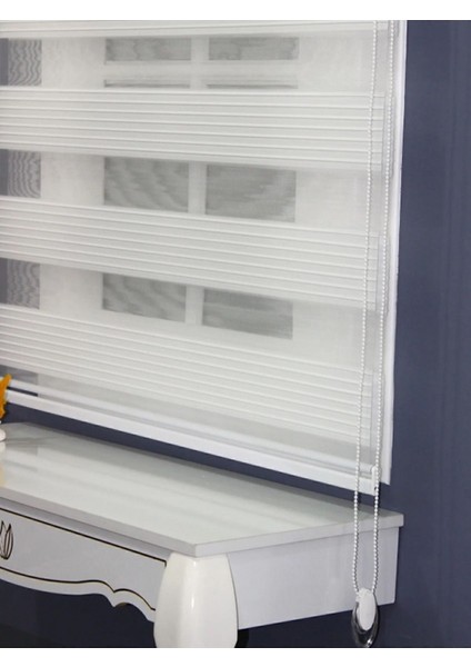 Pliseli Beyaz Stor Zebra Perde Düz Eteksiz(Alüminyum Kasa) fırsatları