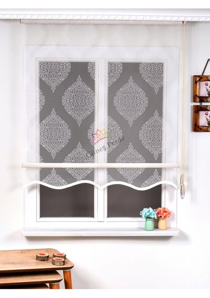 Tuğra Desenli Tül Zebra Perde Eteği Dilimli( 28N32 (Alüminmyumkasa)