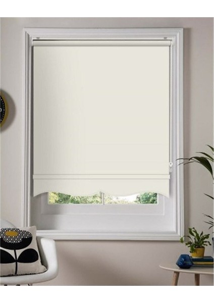 Krem Stor Perde(Güneşlik) Etek Dilimli MS1202