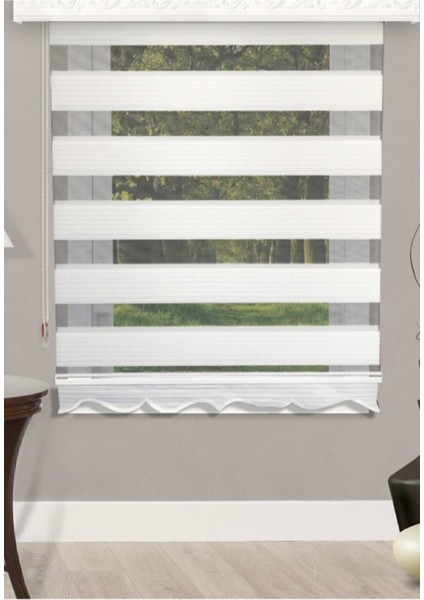 Geniş Pliseli Beyaz Zebra Perde