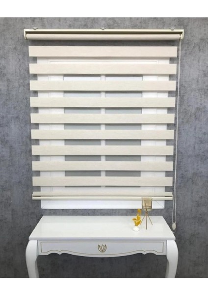 Sütlü Kahve Bambu Stor Zebra Perde Orta Kalınlıkta 140 x 260 cm Pilesiz