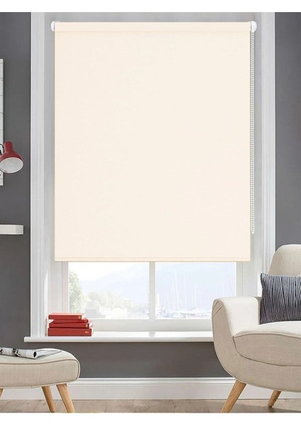 Ithal Kalın Kumaş Krem Zebra Stor Güneşlik Perde (Alüminmyumkasa)Etek Dilimsiz