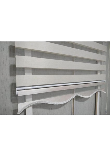 Ekru R-18 Düz Zebra Stor Perde Etek Dilimli(Alüminyum Kasa+Etek Dilimi Hediye