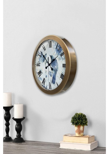 Hediyelik 36 cm Eskitme Metal Kuşlu Duvar Saati fiyatları