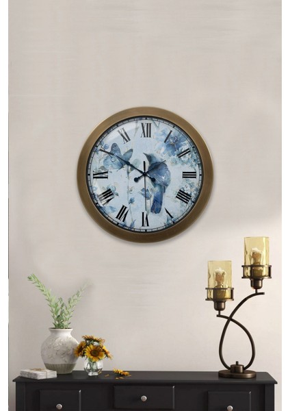 Hediyelik 36 cm Eskitme Metal Kuşlu Duvar Saati modelleri