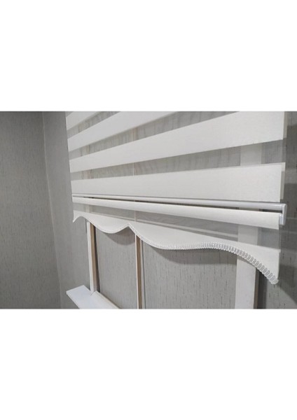 Bambu Beyaz Zebra Perde Etek Dilimli Hediye (Alüminyum Kasa)