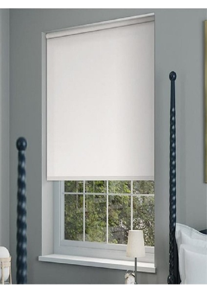 Ekru Ithal Kalın Kumaş Stor Perde Düz Modern Perde(Alüminyum Kasa)