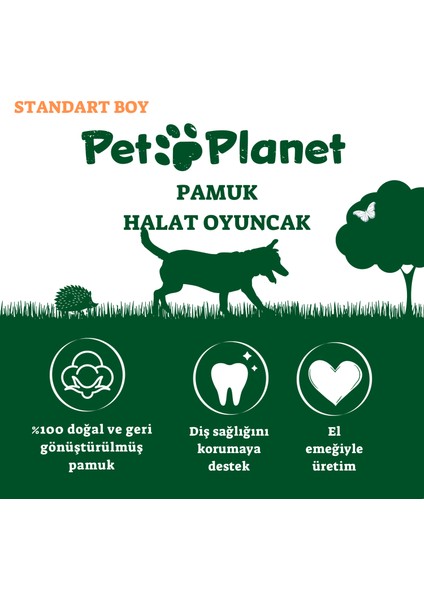 Doğal Pamuk Düğümlü Halat - Standart Boy Köpek Oyuncağı