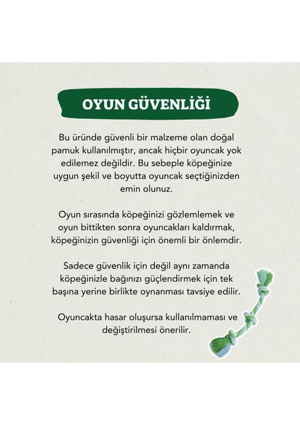 Doğal Pamuk Düğümlü Halat - Standart Boy Köpek Oyuncağı
