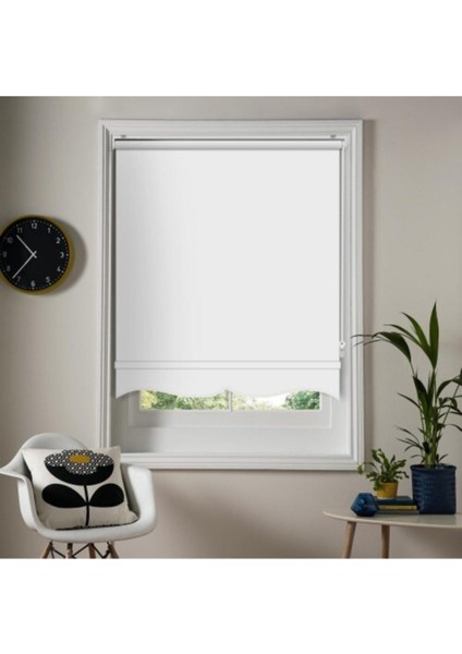 Ekru Güneşlik Stor Perde Etek Dilimli Stor Perde