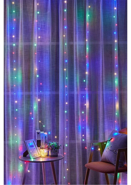 Rgb Pilli Kumandalı Animasyonlu Perde LED 3x3 Metre Peri Perde Ledi Dekoratif LED