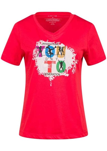 Alone Baskılı V Yaka Kadın T-Shirt 403 indirimleri