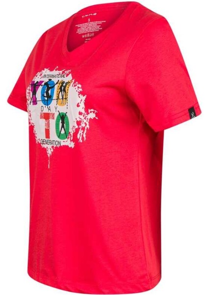 Alone Baskılı V Yaka Kadın T-Shirt 403