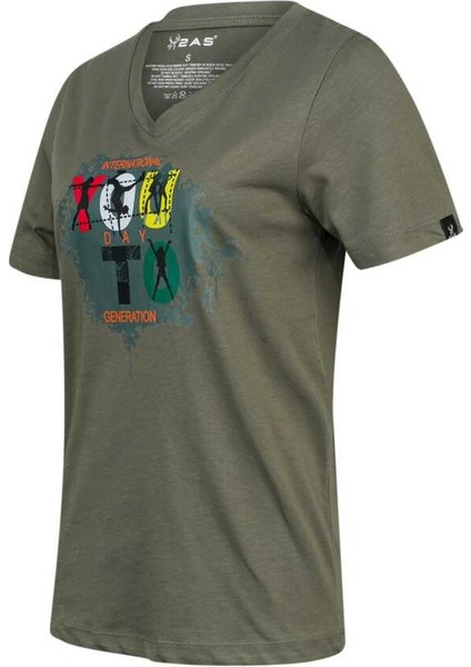 Alone Baskılı V Yaka Kadın T-Shirt 403