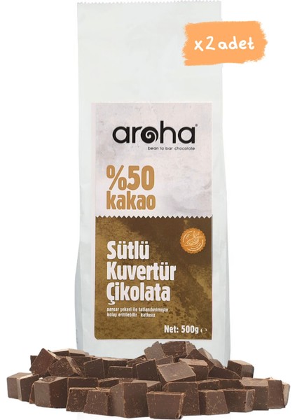 Ikili Avantaj Paket. %50 Kakao Sütlü Kuvertür Çikolata 500 G x 2 Adet