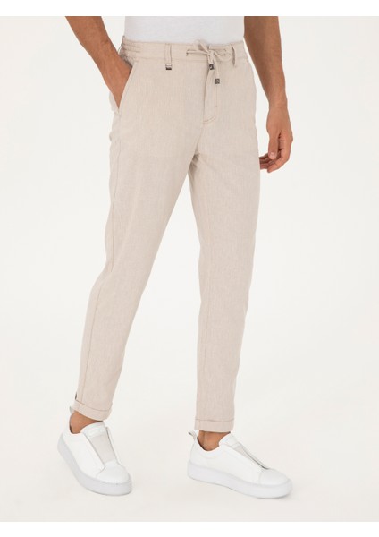 Erkek Bej Carrot Fit Kanvas Pantolon 50285526-VR011 fırsatları