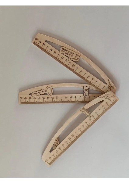 Kişiye Özel Isim Yazılabilen Ahşap Cetvel 20CM (2 adet) modelleri