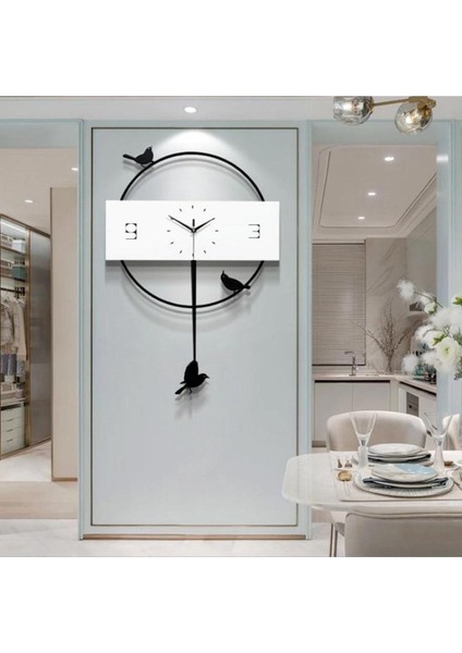 Büyük Yuvarlak Kuş Motifli Sallanan Sarkaçlı Duvar Saati fiyatları