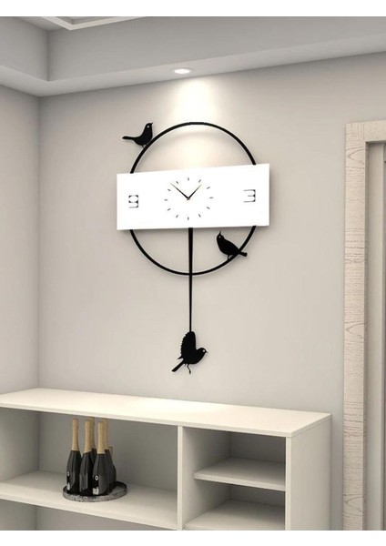 Büyük Yuvarlak Kuş Motifli Sallanan Sarkaçlı Duvar Saati indirimleri