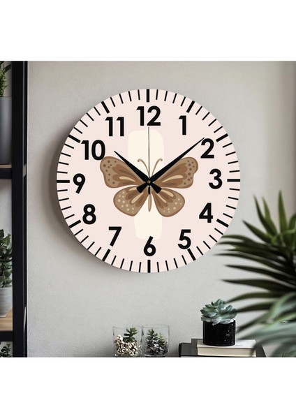 Çiçek Desenli Dekoratif Türkçe Rakamlı Uv Baskılı Duvar Saati (Sessiz) Akar Mekanizma Metal Akrep