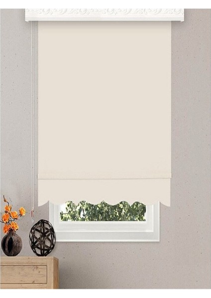 Ithal Kalın Kumaş Krem Güneşlik Stor Perde Etek Dilimli Hediye (Alüminyum Kasa) fiyatları