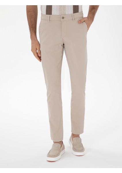 Erkek Bej Slim Fit Pamuk Karışımlı Kanvas Pantolon 50312177-VR011 fiyatları