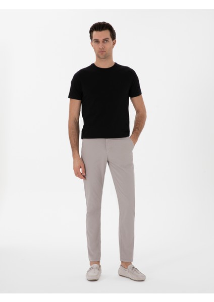 Erkek Vizon Slim Fit Pamuk Karışımlı Kanvas Pantolon 50312177-VR052 fiyatları