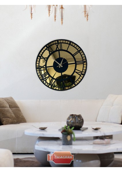 Metal Gold Aynalı Dekoratif Duvar Saati