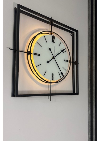 Siyah Kristal Square 60 cm Modern Duvar Saati modelleri