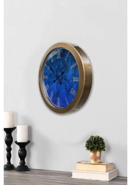 Hediyelik 36 cm Eskitme Metal Blue Duvar Saati fiyatları
