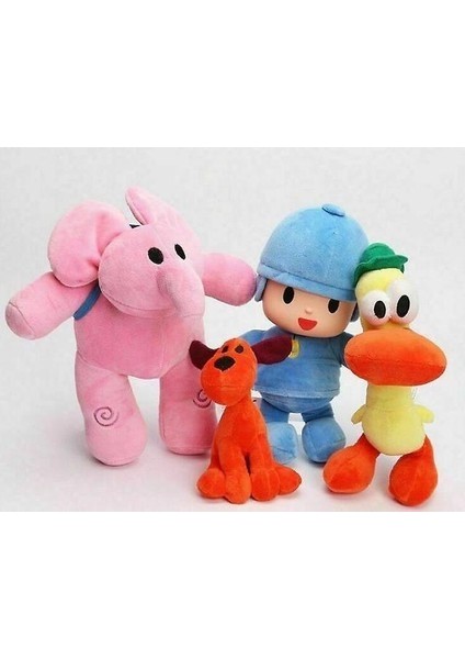 Bandai 4pcs Seti Pocoyo Elly Pato Loula Yumuşak Peluş Doldurulmuş Figür Oyuncak Bebek (Yurt Dışından)