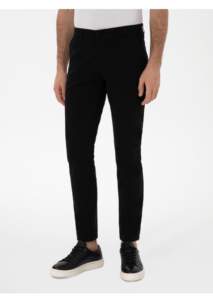 Erkek Siyah Slim Fit Pamuk Karışımlı Kanvas Pantolon 50312177-VR046 indirimleri