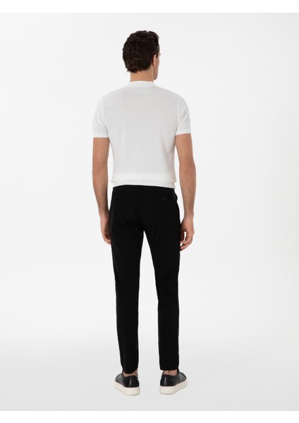 Erkek Siyah Slim Fit Pamuk Karışımlı Kanvas Pantolon 50312177-VR046