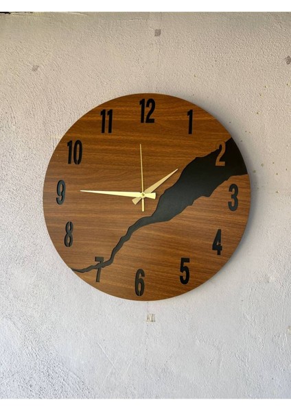 Ahşap Siyah Ceviz Mobilya Renk Desenli Hediyelik Sessiz Duvar Saati 50CM fırsatları