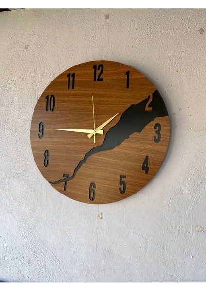 Ahşap Siyah Ceviz Mobilya Renk Desenli Hediyelik Sessiz Duvar Saati 50CM indirimleri