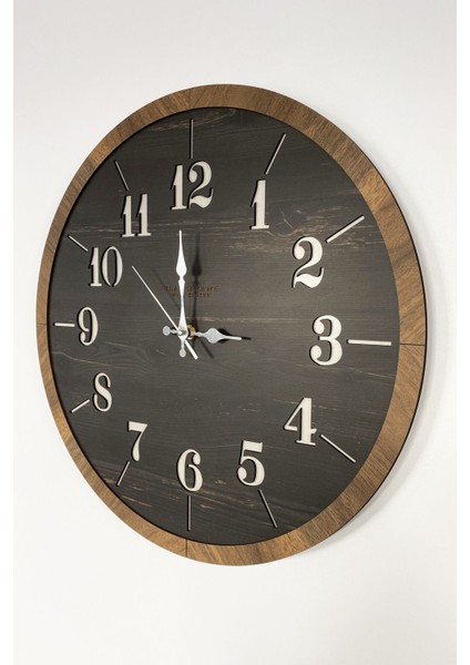 Wood Style - Siyah & Koyu Meşe - 45CM Duvar Saati modelleri