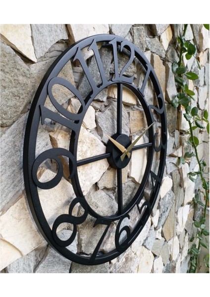 Ferforje Duvar Saati 5520 B Siyah 55CM 3boyutlu Sessiz fiyatları