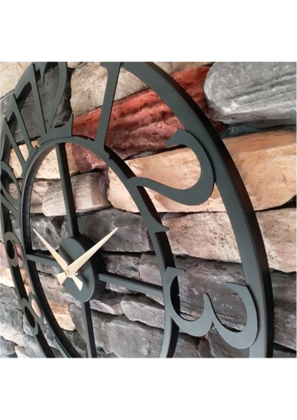 Ferforje Duvar Saati 5520 B Siyah 55CM 3boyutlu Sessiz modelleri