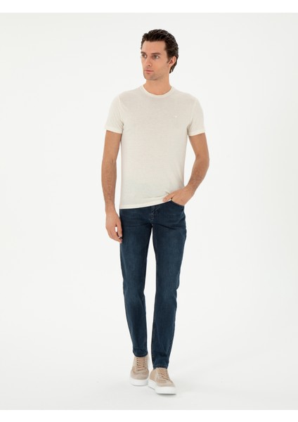 Erkek Lacivert Slim Fit Pamuk Karışımlı Jean Pantolon 50309095-VR033 modelleri