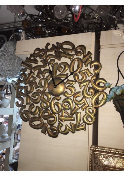 Dekoratif Duvar Saati Altın Eskitme Renk 53X53 cm fiyatları