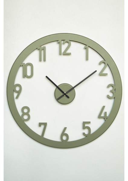 Stroke Metal Sessiz Duvar Saati - 48X48CM - Yeşil Renk - Modern Ev Ofis Dekorasyonları - APS115