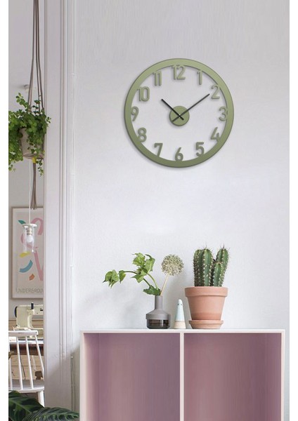 Stroke Metal Sessiz Duvar Saati - 48X48CM - Yeşil Renk - Modern Ev Ofis Dekorasyonları - APS115 modelleri